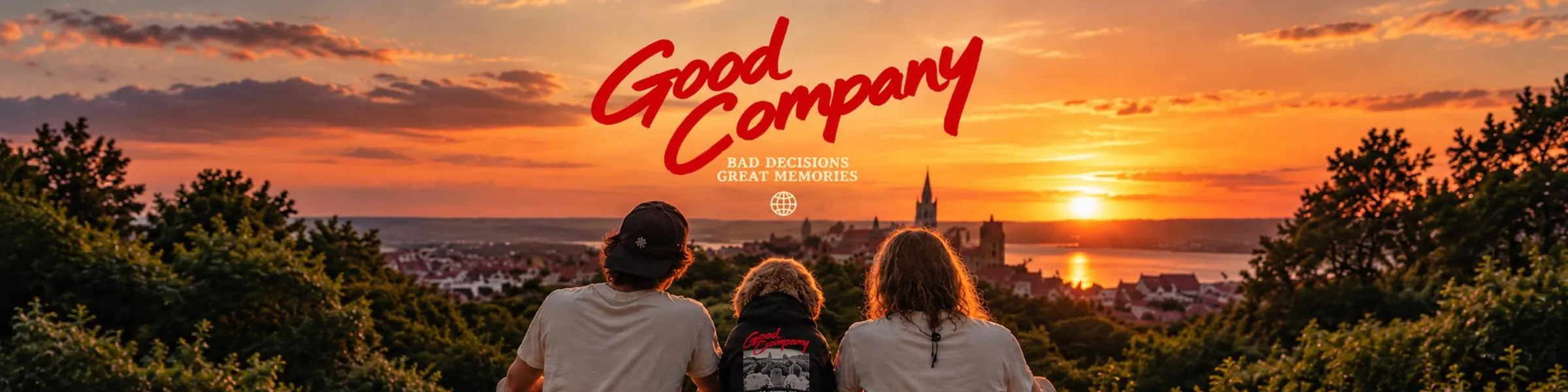Elvé Good Company artwork: friends watching the sunset together