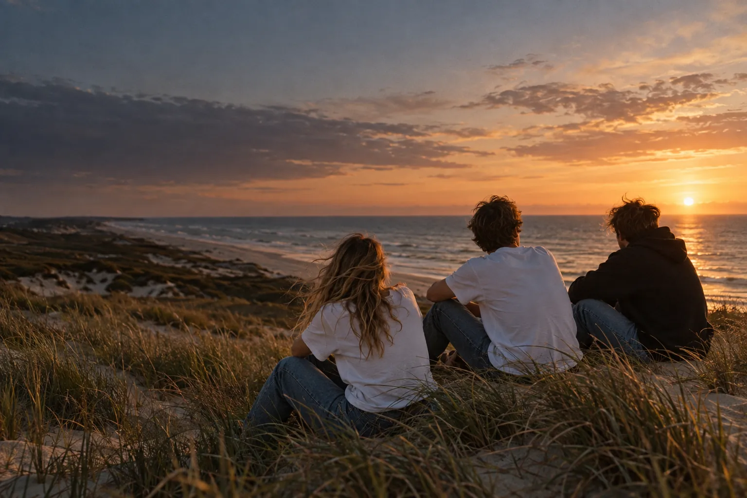 Friends enjoying a quiet evening on the Scandinavian coast